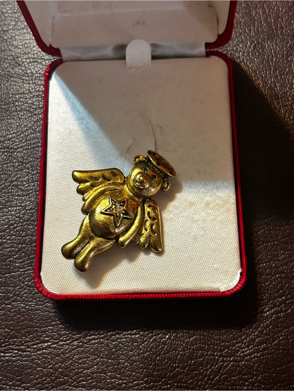 Gold Angel Bear Brooch Pin for Kids Accessories